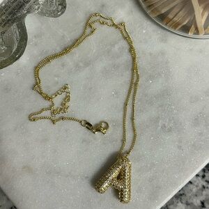 Gold A Initial Pendant Necklace